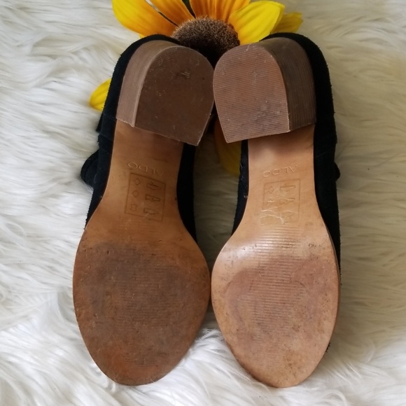 Aldo Black Suede Peep Toe Ankle Bootie - Picture 8 of 8